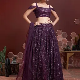 FABPIXEL Embellished Sequinned Semi-Stitched Lehenga & Unstitched Blouse With Dupatta-picture-53