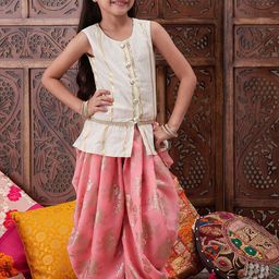 ROJAA Girls Striped Pure Cotton Kurti With Dhoti Pants-picture-50