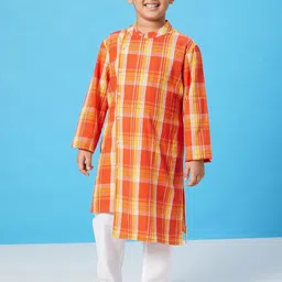 Stylo Bug Boys Orange Pure Cotton Kurta with Trousers-51