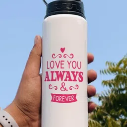 Indigifts White & Pink Printed Water Bottle 750ml-image-57