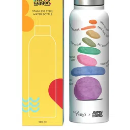 happywagon White & Lavender UV Printed Stainless Steel Balance it Out Water Bottle 980 Ml-image-54