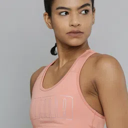 Puma Women Pink & White Sustainable Brand Logo Printed Mid Impact 4Keep Lightly Padded Training Sustainable Bra-picture-2