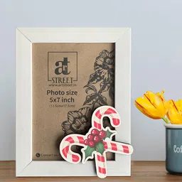 Art Street White Christmas Candy Cane Cut-Out Detailed Wooden Photo Frame-image-7