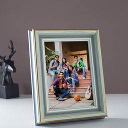Golden Peacock Blue MDF Rectangular Table Photo Frame-1