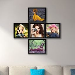 Kuber Industries Set Of 5 Black Collage MDF Photo Frames-57