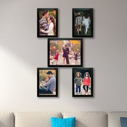 Kuber Industries Set Of 5 Black Collage MDF Wooden Photo Frames-43