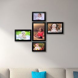 Kuber Industries Set of 5 Black Wooden Collage Photo Frames-46