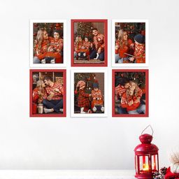 Art Street 6 Pieces Red & White Wooden Photo Frames-13