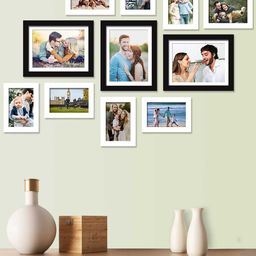 Art Street Set Of 11 Black & White Solid Individual Photo Frames-11