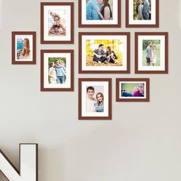 Art Street Set Of 9 Brown Solid Wall Photo Frames-5
