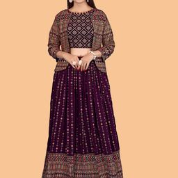 CHANSI Sequin Embroidered Lehenga & Blouse With Jacket-picture-58