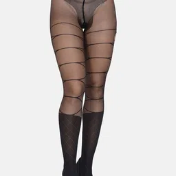 mod & shy Women Black Self DesignStockings-image-94