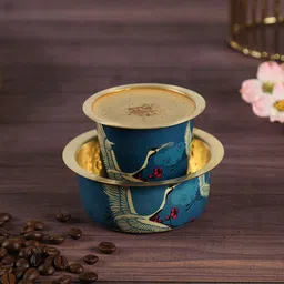 India Circus by Krsnaa Mehta Blue 2-Pieces Printed Brass Matte Coffee Tumbler Set-31