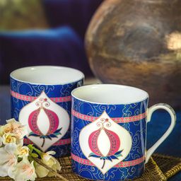 GOODHOMES Blue & White Floral Printed Bone China Glossy Mugs Set of Cups and Mugs-picture-15