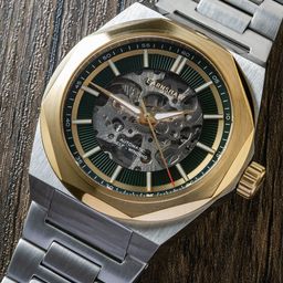 EARNSHAW Men Green Brass Dial & Silver-Toned Clark Skeleton Automatic Watch - ES-8182-77-image-13