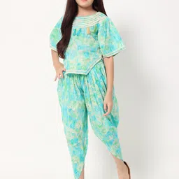 Readiprint Fashions Girls Tie & Dye Printed Pure Cotton Top With Dhoti Pants-image-71