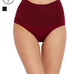 Bodycare Women Pack of 2 Maroon & Navy Blue Solid Tummy Shaper E25D-image-44