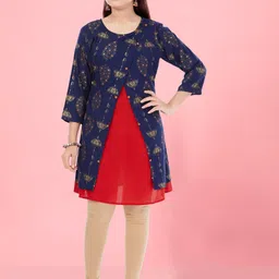 BAESD Girls Ethnic Motifs Printed Panelled Pure Cotton Kurta-image-47