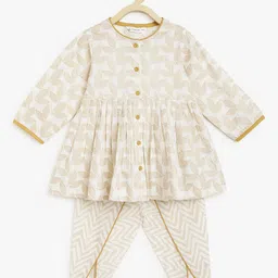 Campana Girls Floral Printed Empire Pure Cotton Kurta with Dhoti Pants-picture-49
