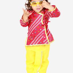 KID1 Boys Ethnic Motifs Printed Angrakha Gotta Patti Pure Cotton Kurti with Dhoti Pants-image-58
