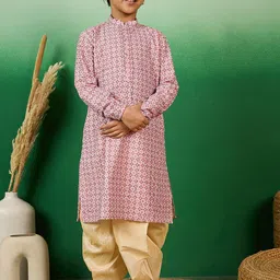 Sangria Boys Ethnic Motifs Printed Cotton Straight Kurta-12