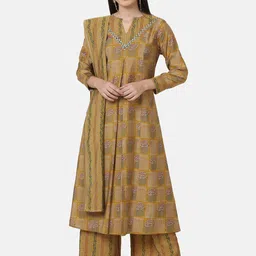 FFU Floral Printed Chanderi Cotton Kurta with Palazzos & With Dupatta-37