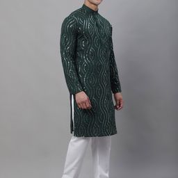 SOJANYA Ethnic Motifs Embroidered Pure Cotton Kurta With Churidar-picture-58