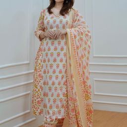 KALINI Floral Printed Regular Pure Cotton Kurta With Salwar & Dupatta-image-30