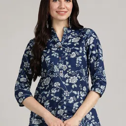 BLOCKS OF INDIA Floral Printed Pure Cotton Kurti-picture-12