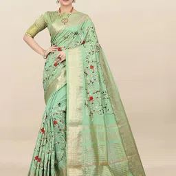 SERONA FABRICS Floral Embroidered Silk Cotton Mysore Silk Saree-image-22