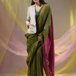 Charukriti Colourblocked Pure Cotton Saree-picture-19