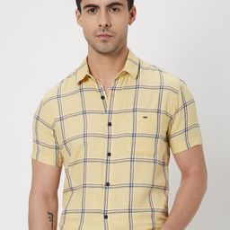 Mufti Men Trim Slim Fit Tartan Checked Casual Pure Cotton Shirt-image-9