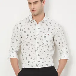 Mufti Trim Slim Fit Geometric Printed Casual Pure Cotton Shirt-image-33