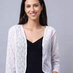 Rute Women White Self-Design Cotton Shrug-image-38