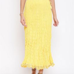 Fabindia Women Yellow Solid Cotton Skirt-31