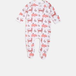 berrytree Infants White & Peach Pink Panther Print Organic Cotton Sustainable Sleepsuit-picture-30