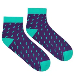 Dynamocks Unisex Purple & Sea Green Patterned Ankle-Length Cotton Socks-54