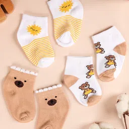KICKS & CRAWL Kids Pack Of 3 Patterned Ankle-Length Cotton Socks-image-42