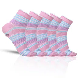 Dollar Socks Men Pack of 5 Striped Ankle-Length Cotton Socks-image-33