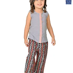 Tiny Bunnies Girls Pack of 2 Striped Pure Cotton Tunic With Trousers-picture-5
