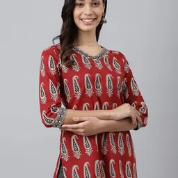 MEESAN Rust & Black Printed Cotton Tunic image 1
