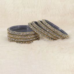 NMII Set Of 8 Zircon Gemstone-studded & Beaded Bangles-image-22