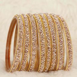 NMII Set Of 8 Zircon Gemstone-studded & Beaded Bangles-image-39