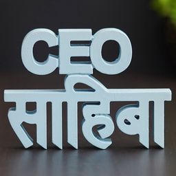 eCraftIndia Sky Blue Quirky "CEO Sahiba" Wooden Cutout Decorative Showpiece-image-12