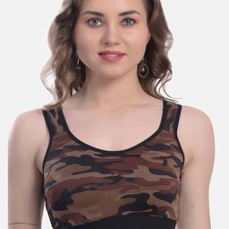 StyFun Brown & Beige Abstract Sports Bra-31