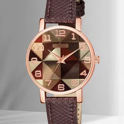 Shocknshop Women Printed Dial & Leather Straps Analogue Multi Function Watch- WCH77Brown-image-36