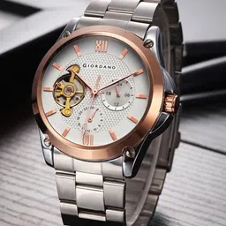 GIORDANO Men Stainless Steel Bracelet Style Straps Analogue Automatic Watch GZ-50082-33-23