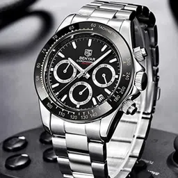 BENYAR Men Embellished Dial & Stainless Steel Straps Analogue Watch Ben-5169-Silver-Black-11