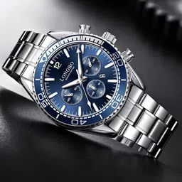 LONGBO Men Stainless Steel Straps Analogue Watch Long-83096-Silver-Blue-0-12