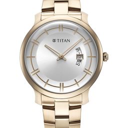 Titan Dial & Rose Gold Plating Stainless Steel Bracelet Straps Analogue Watch 90170WM01-50